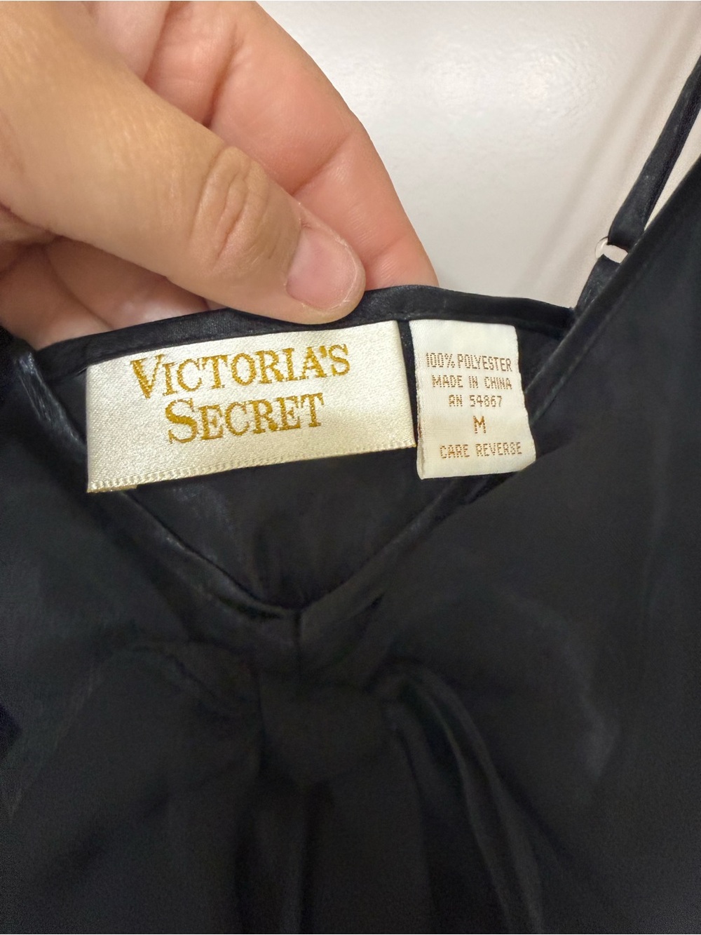 Victoria's Secret GOLD LABEL Black Satin Slip Gown with Bow Accent - Picture 5 of 5